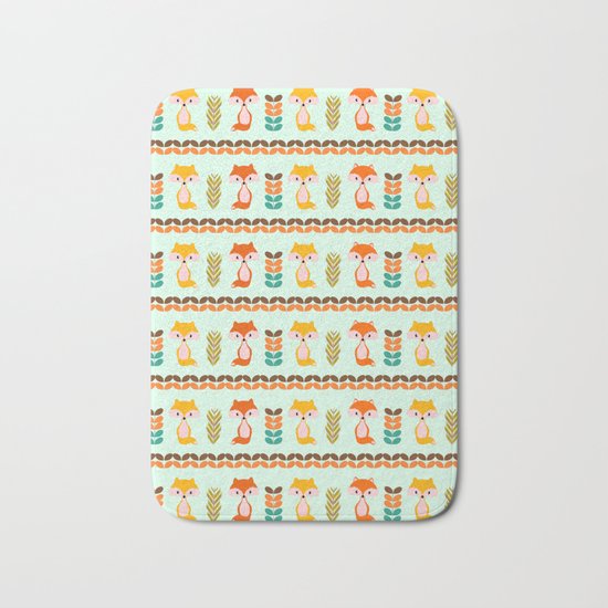 Foxes, grains and leaves Bath Mat