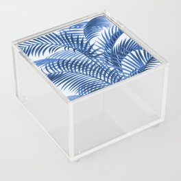 Royal Blue Palm Leaves Acrylic Box