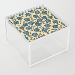 THISTLEDOWN FLORAL in MINT, CHARTREUSE AND DARK BLUE ON SAND Acrylic Box