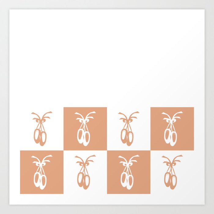 Cream Blush Orange and White Ballet Shoes Chess Board Horizontal Split Art Print