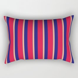 [ Thumbnail: Gray, Light Salmon, Midnight Blue, and Crimson Colored Stripes Pattern Rectangular Pillow ]