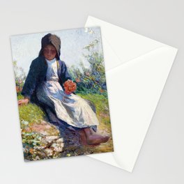 Young Breton Girl, Study (Sunshine), 1889 by Edward Henry Potthast Stationery Card