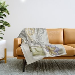 Floral calligraphic art Throw Blanket