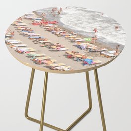 Italian Beach Day in Posillipo, Naples | Summer by the Coast Art Print in Pastel Color | Italy Travel Photography Side Table