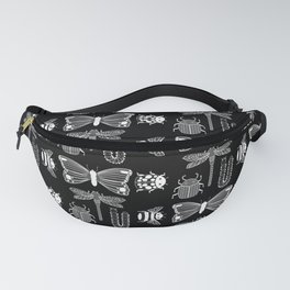 Bugs and Butterflies in Black and White Fanny Pack