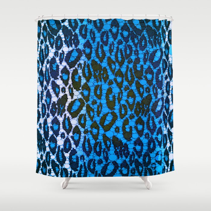 Blue Cheetah Print Shower Curtain by Amy Anderson | Society6