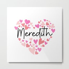 Meredith, red and pink hearts Metal Print