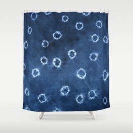 Indigo Shibori - Boho Circle Tie-Dye Shower Curtain