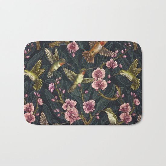 Hummingbird Pattern Bath Mat