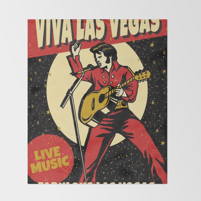 Elvis -Retro Las Vegas Poster Throw Blanket