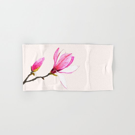 magnolia watercolor painting Hand & Bath Towel