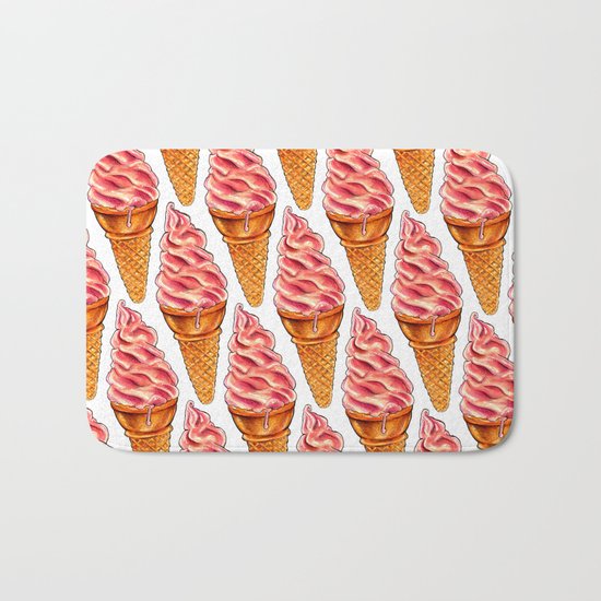 Ice Cream Pattern - Strawberry Bath Mat