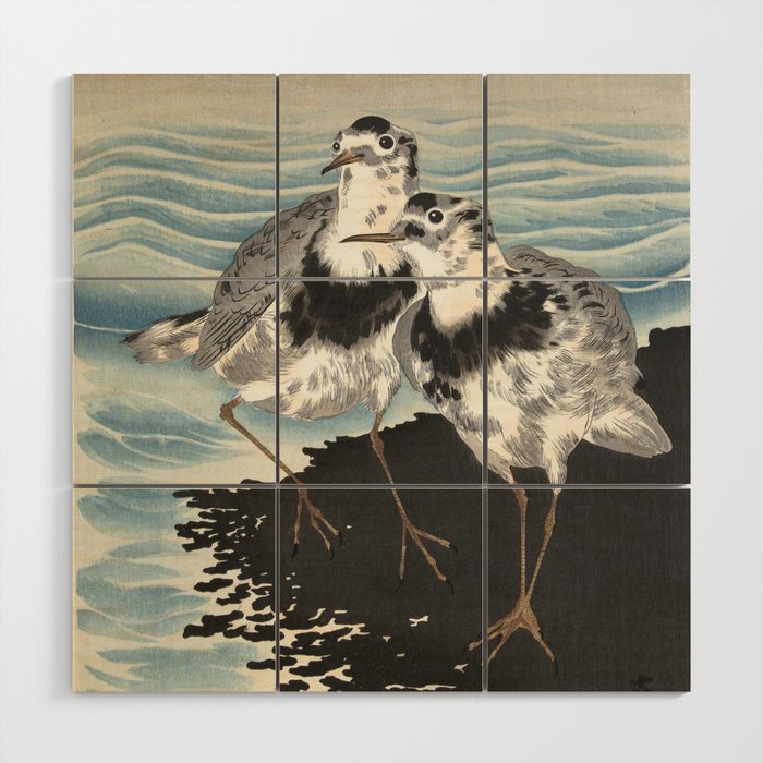 Japanese Woodcut - Coastal Birds Wood Wall Art