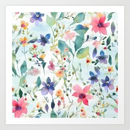 Floral Pattern Watercolor Art Print