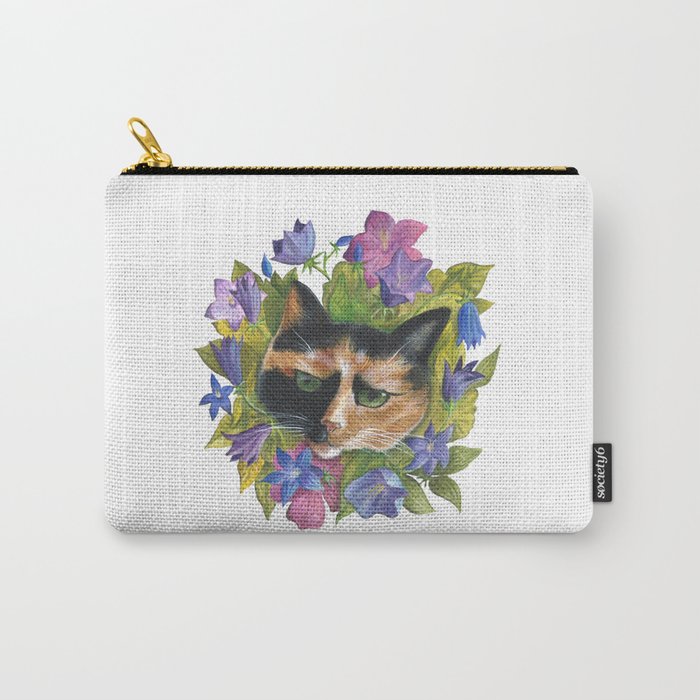 Calico Flower Cat Carry-All Pouch