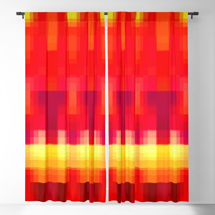 geometric symmetry art pixel square pattern abstract background in red yellow Blackout Curtain