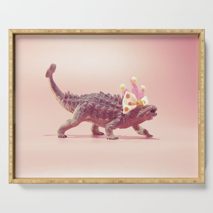 Ankylosaurus with crown Serving Tray