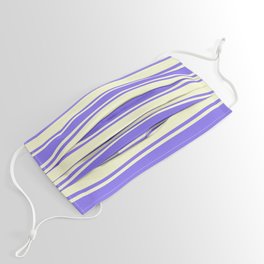 [ Thumbnail: Medium Slate Blue and Light Yellow Colored Stripes Pattern Face Mask ]