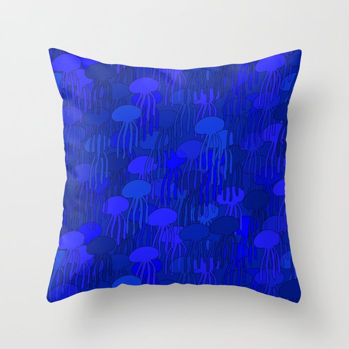 Jellyfish-BLUE Throw Pillow