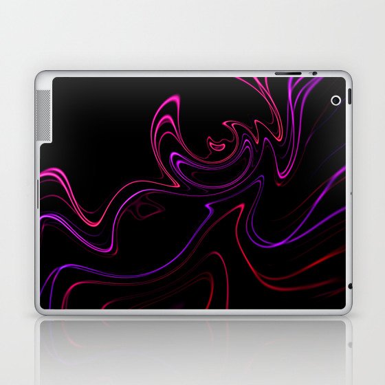 Abstract 345 Neon Swirls on Black Laptop & iPad Skin