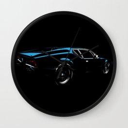 Classic Italian Sports Car 1971, Bright Blue Wall Clock