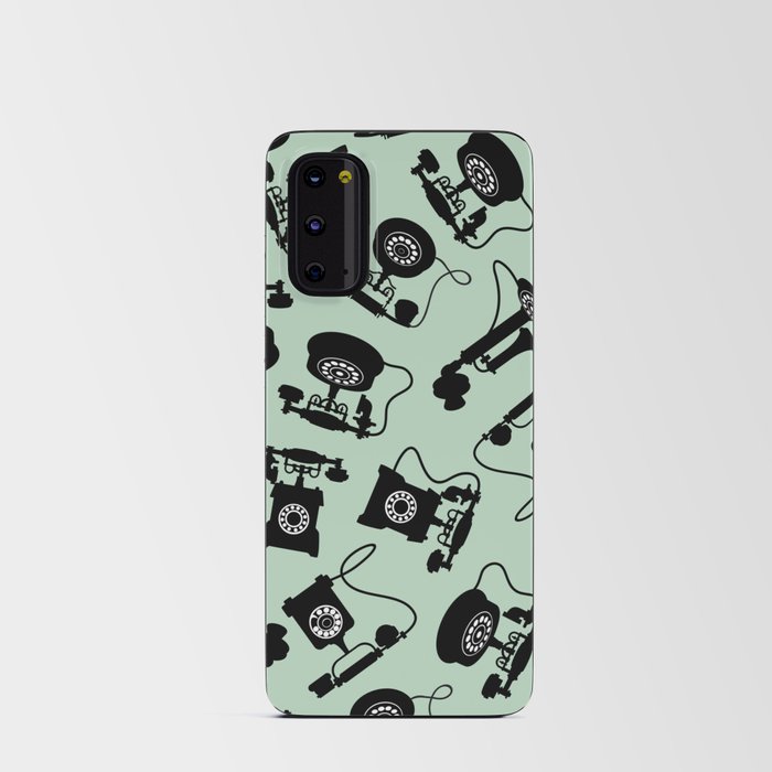 Black Vintage Rotary Dial Telephone Pattern on Apple Green Android Card Case