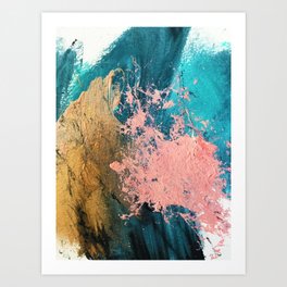 Coral Reef [1]: colorful abstract in blue, teal, gold, and pink Art Print