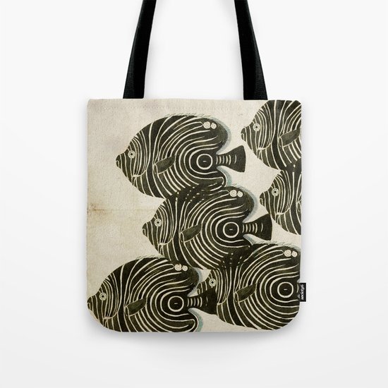 Shoal of Black Fish Tote Bag