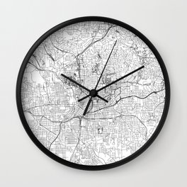 Atlanta White Map Wall Clock