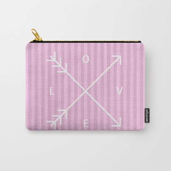 Pink Stripes Love Valentine's Day (Valentine Gift) Carry-All Pouch