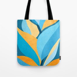 Vibrant Turquoise and Orange Leaf Design Tote Bag