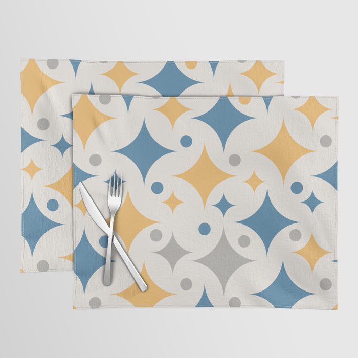 Retro Mid Century Modern Abstract Shapes pattern - Rajah and Rackley Placemat