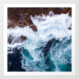 Rugged Dramatic Ocean Coastline With Wild Waves Art Print