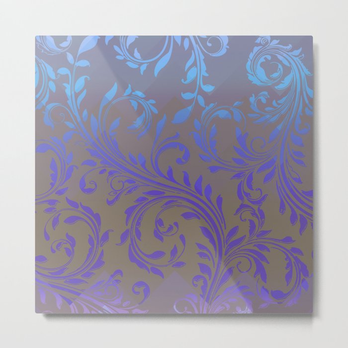 Ombre Damask Purple and Blue Metal Print
