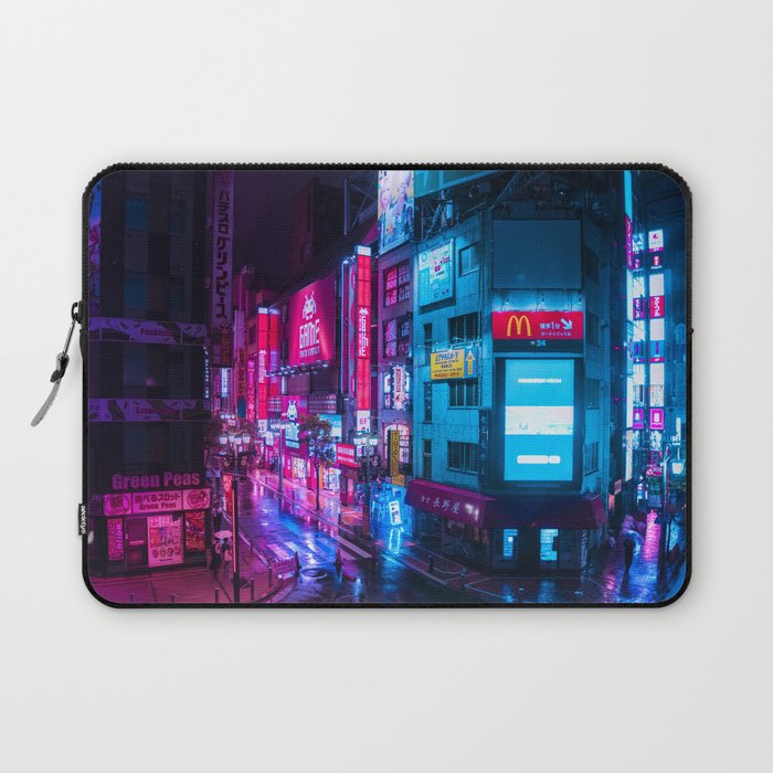 Post Apocalyptic Neon City Blues  - Tokyo Laptop Sleeve