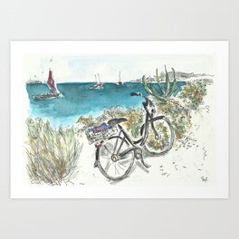 Formentera beach and bike Art Print