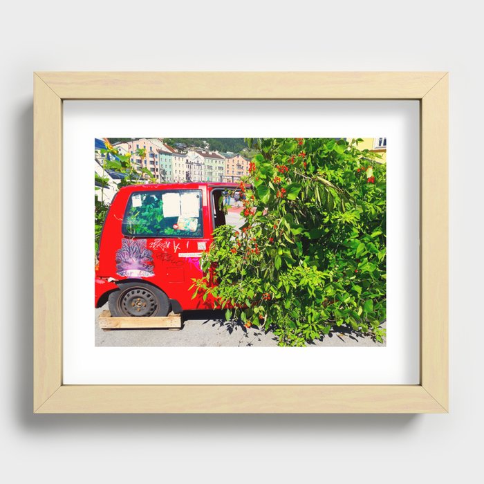 Red natur car Recessed Framed Print
