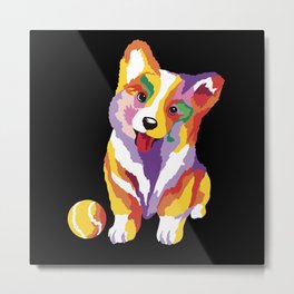 Colorful Corgi Dog Metal Print