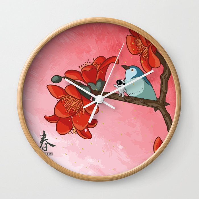 Red Hibiscus flower - Spring equinox season art  Wall Clock