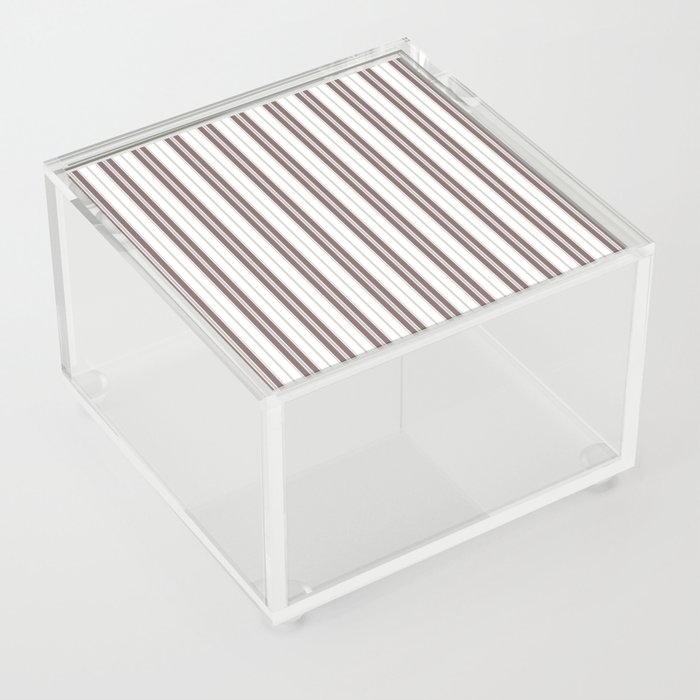 Bark Brown and White Vintage American Country Cabin Ticking Stripe Acrylic Box