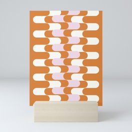 Mid-Century Modern Waves - Orange and Blush Pink Mini Art Print