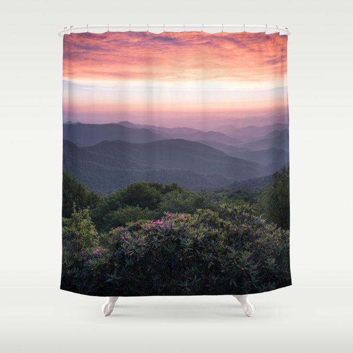 Blue Ridge Mountains - Spring Blooms Shower Curtain