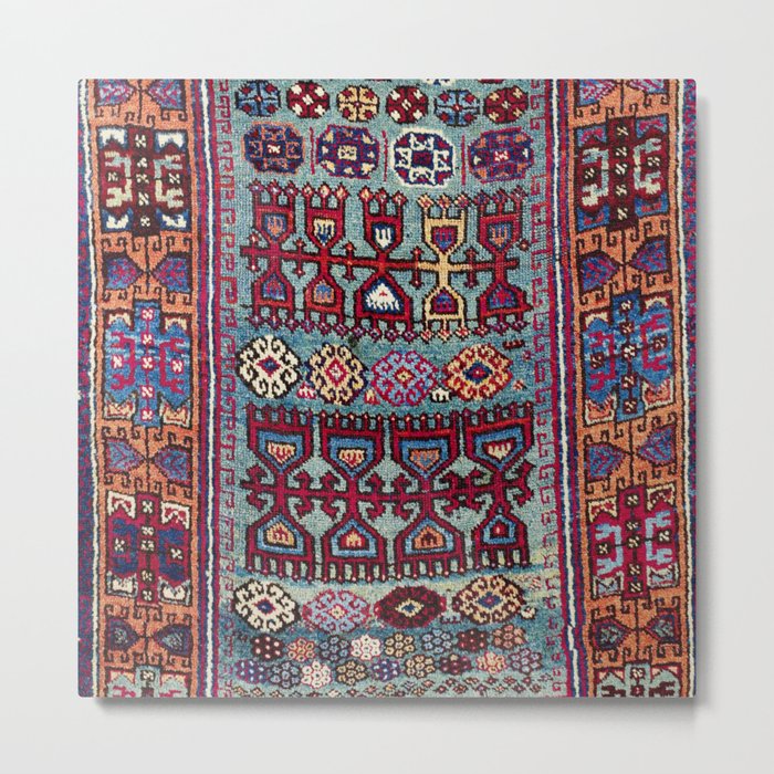 Elazig  Antique Tribal Kurdish Niche Carpet Print Metal Print