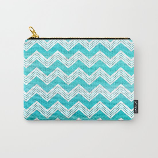 Aqua Turquoise Chevron Herringboone pattern - different watercolor aqua colors Carry-All Pouch