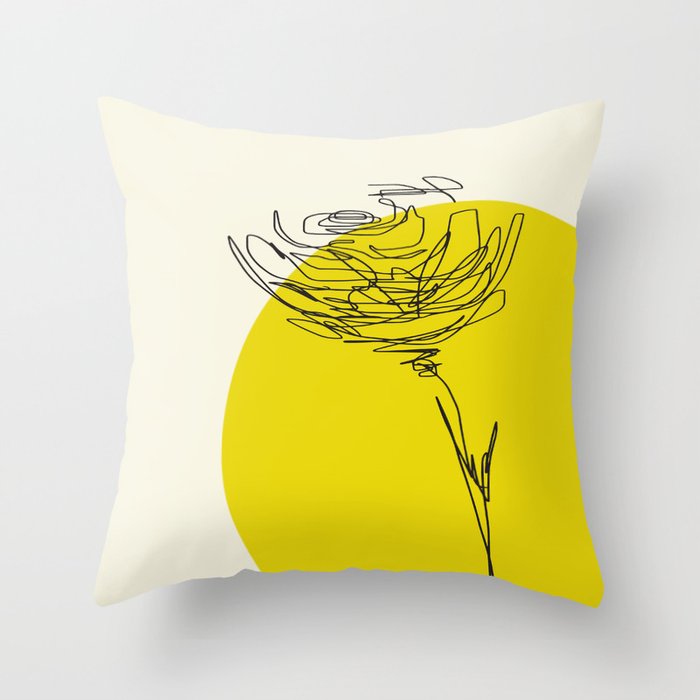 line drawing - flower Throw Pillow
