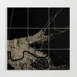 New Orleans City Map - Minimal Aesthetic Wood Wall Art