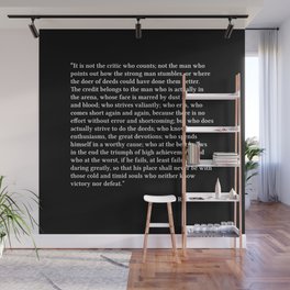 The Man In The Arena, Black, Man In The Arena, Theodore Roosevelt Quote Wall Mural