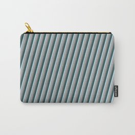 [ Thumbnail: Grey, Dark Slate Gray, Light Blue & Dark Grey Colored Striped/Lined Pattern Carry-All Pouch ]