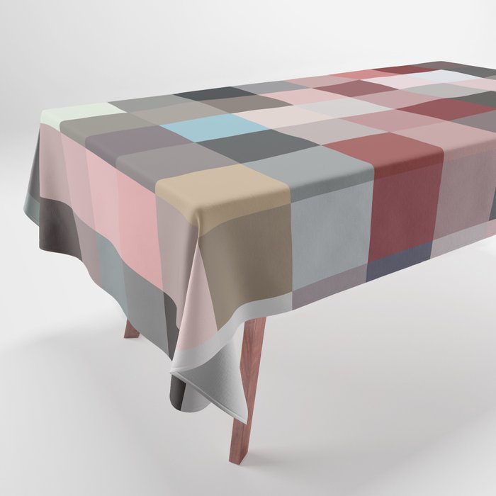 geometric pixel square pattern abstract background in red pink blue Tablecloth