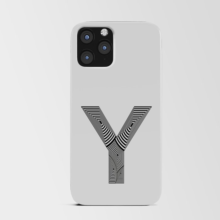 capital letter Y in black and white, with lines creating volume effect iPhone Card Case